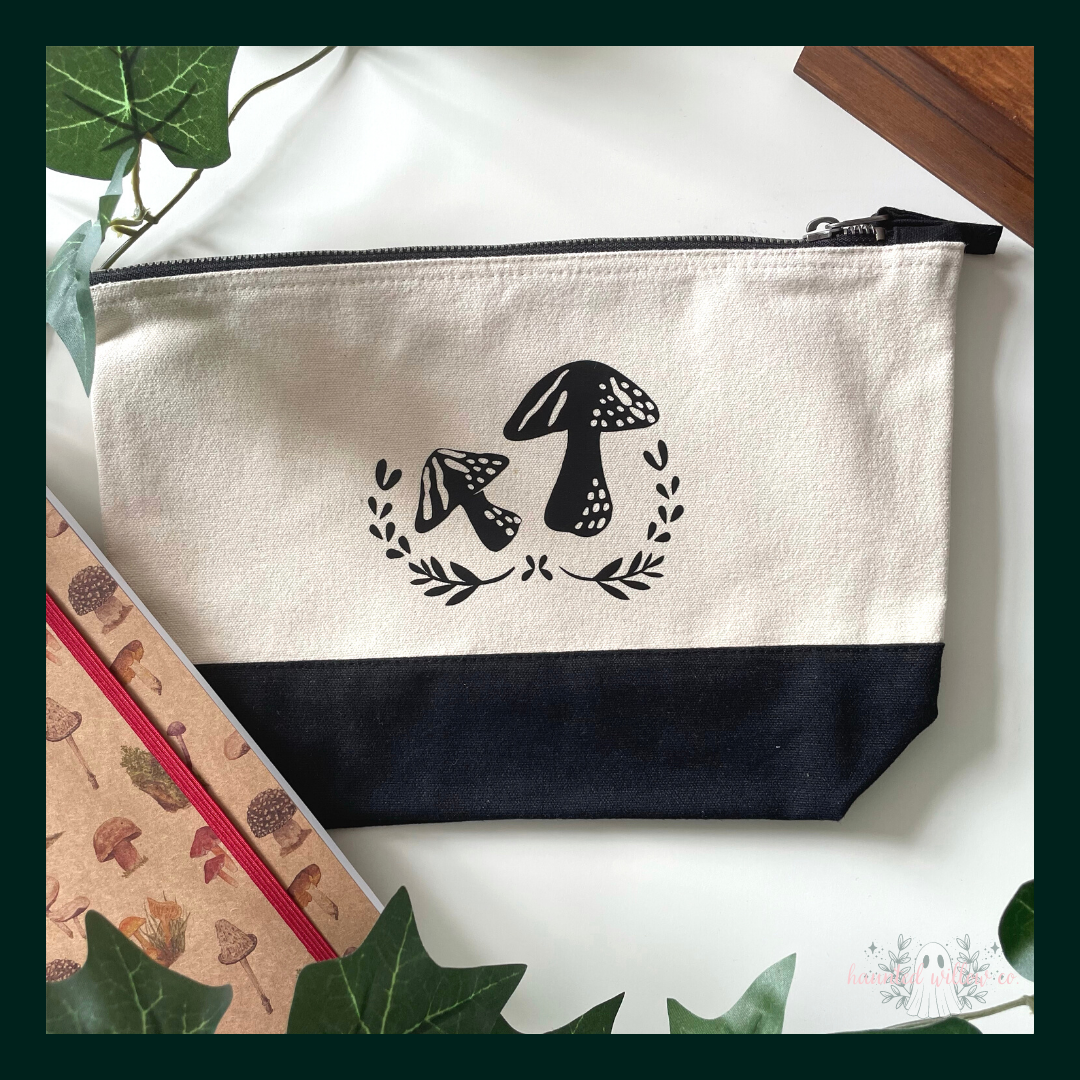 Cottagecore Mushroom Zip Storage Bag - Personalisable